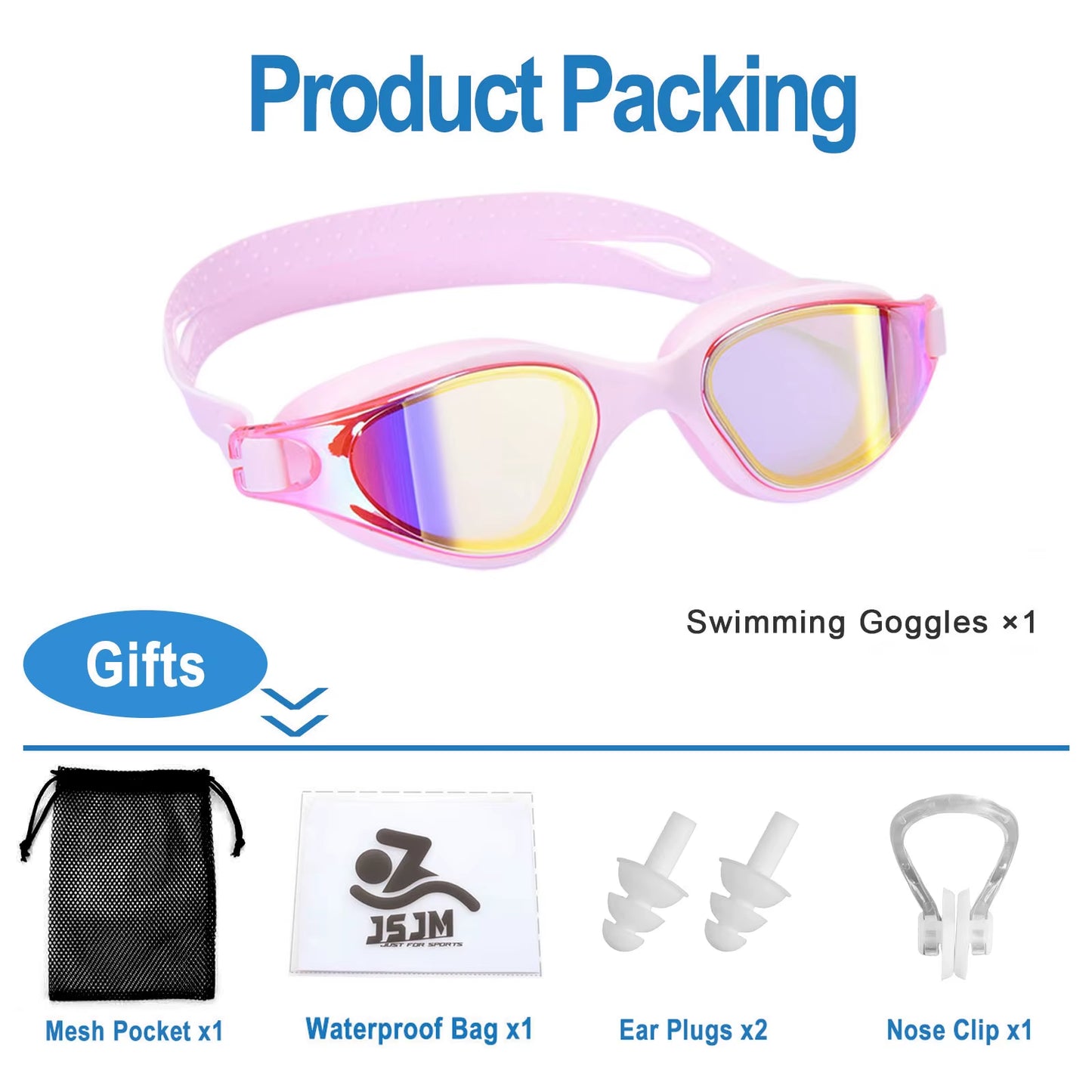 Unisex Adult Swimming Goggles – Anti-Fog Swim Glasses for Men & Women – Adjustable Silicone Waterproof Professional Swim Eyewear