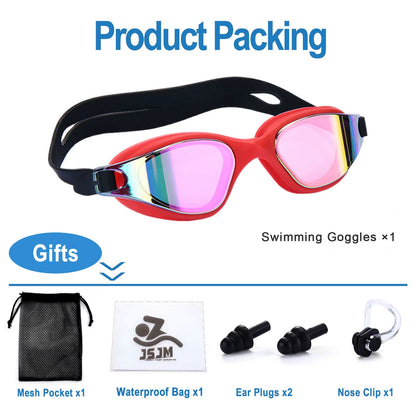 Unisex Adult Swimming Goggles – Anti-Fog Swim Glasses for Men & Women – Adjustable Silicone Waterproof Professional Swim Eyewear