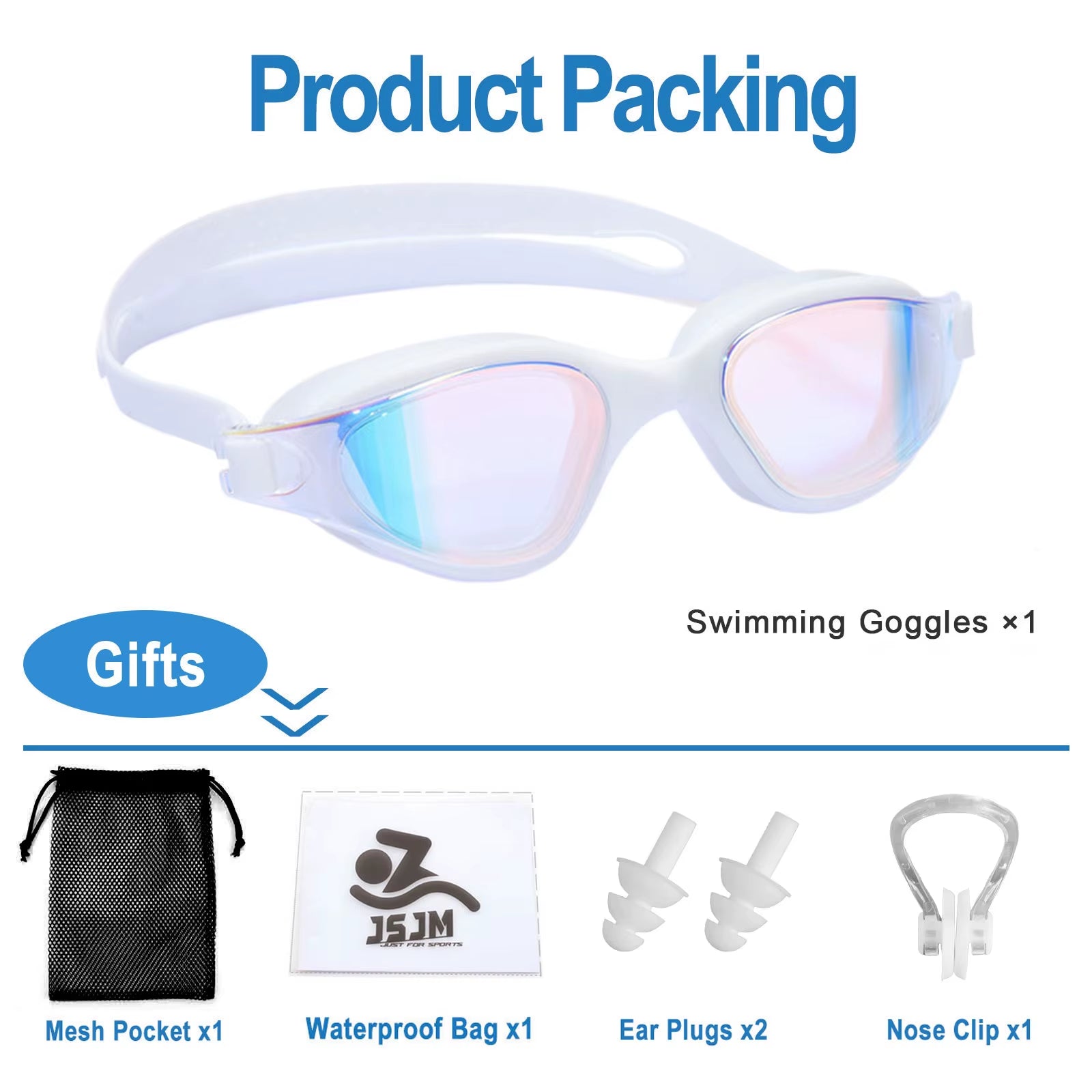 Unisex Adult Swimming Goggles – Anti-Fog Swim Glasses for Men & Women – Adjustable Silicone Waterproof Professional Swim Eyewear
