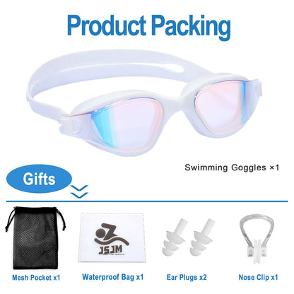 Unisex Adult Swimming Goggles – Anti-Fog Swim Glasses for Men & Women – Adjustable Silicone Waterproof Professional Swim Eyewear