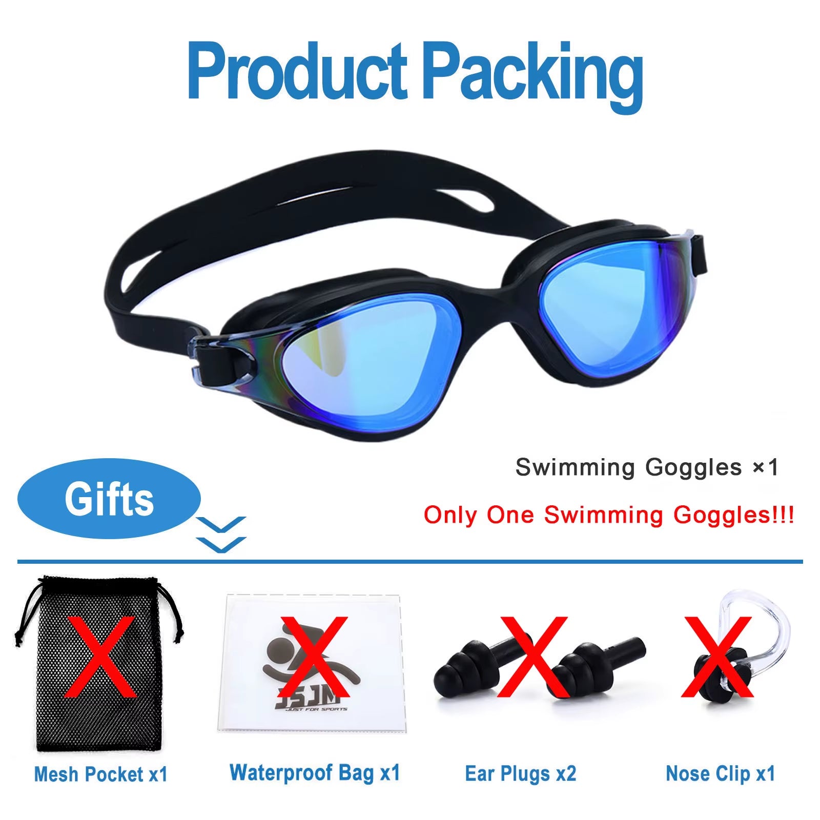 Unisex Adult Swimming Goggles – Anti-Fog Swim Glasses for Men & Women – Adjustable Silicone Waterproof Professional Swim Eyewear