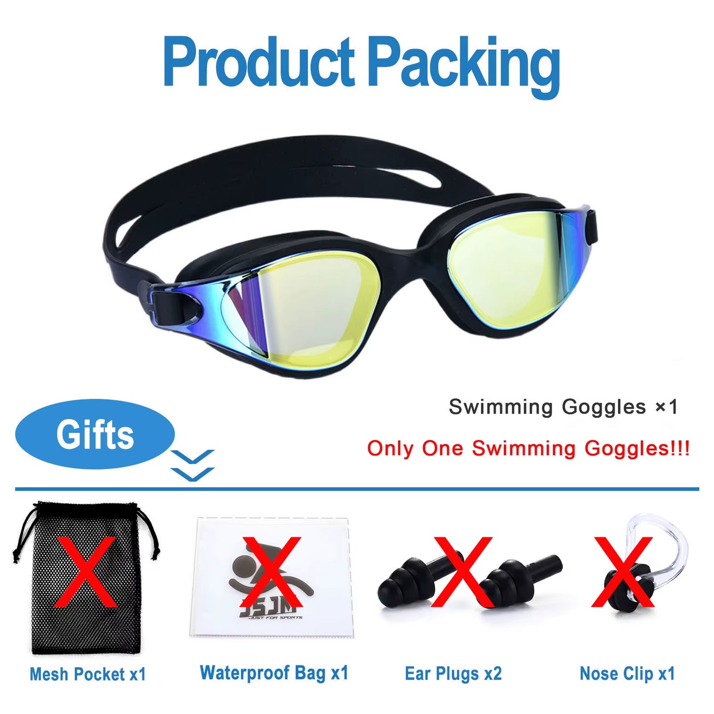 Unisex Adult Swimming Goggles – Anti-Fog Swim Glasses for Men & Women – Adjustable Silicone Waterproof Professional Swim Eyewear