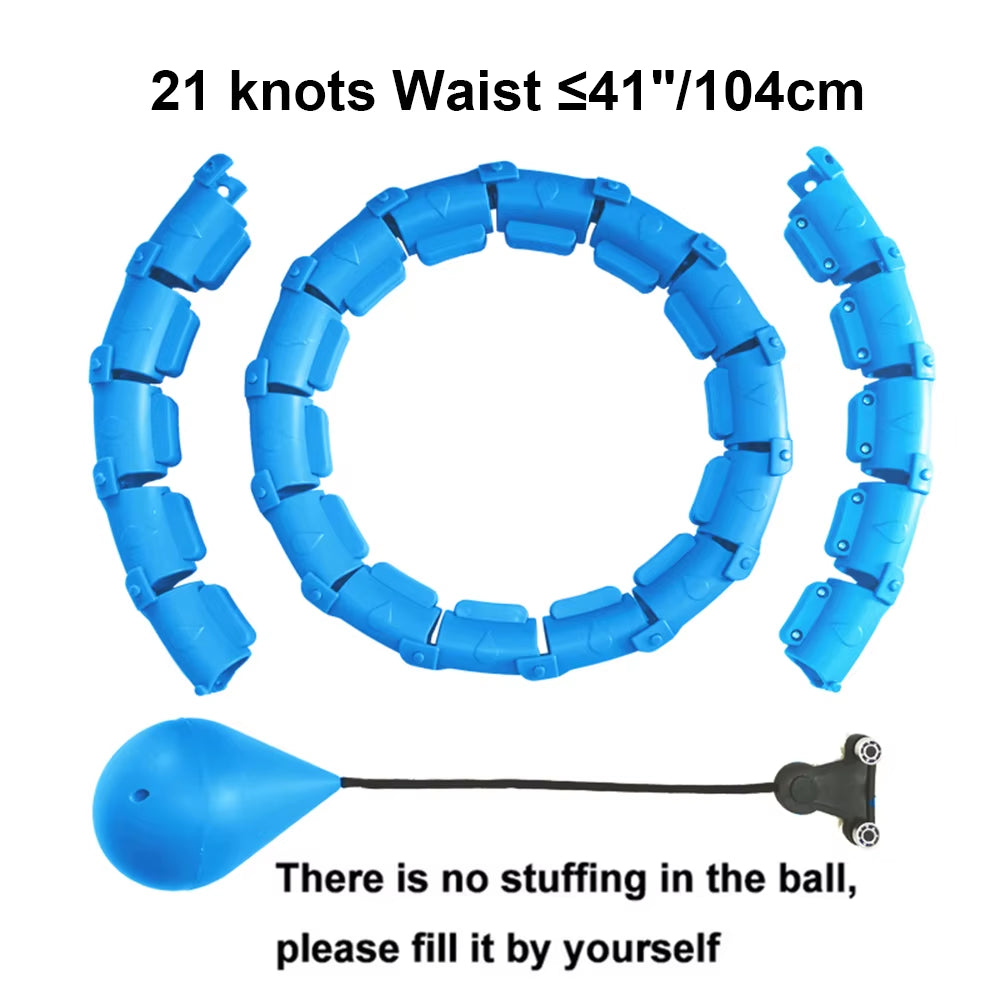 21/24/27/30 Knots Blue Weighted Hula Circle Sport Hoops Weight Loss plus Size Smart Exercise Adjustable with Detachable Knots