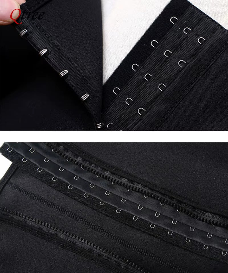 Qtree Men Hot Neoprene Slimming Trimmer Hooks Belt Sauna Sweat Body Shaper Corset Fitness Double Tummy Control Strap Weight Loss