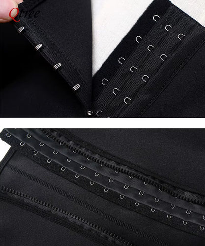 Qtree Men Hot Neoprene Slimming Trimmer Hooks Belt Sauna Sweat Body Shaper Corset Fitness Double Tummy Control Strap Weight Loss