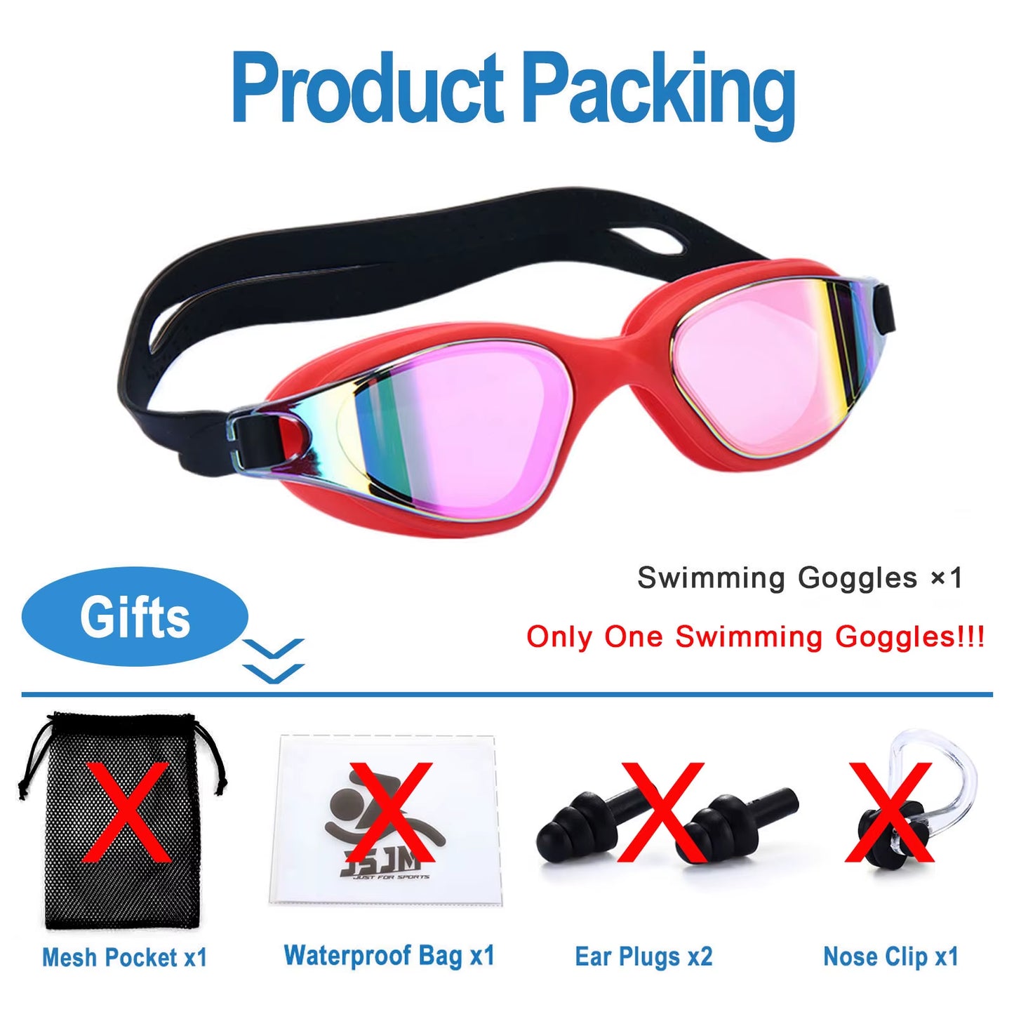 Unisex Adult Swimming Goggles – Anti-Fog Swim Glasses for Men & Women – Adjustable Silicone Waterproof Professional Swim Eyewear