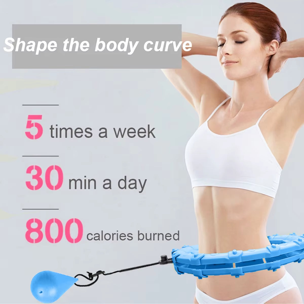 21/24/27/30 Knots Blue Weighted Hula Circle Sport Hoops Weight Loss plus Size Smart Exercise Adjustable with Detachable Knots